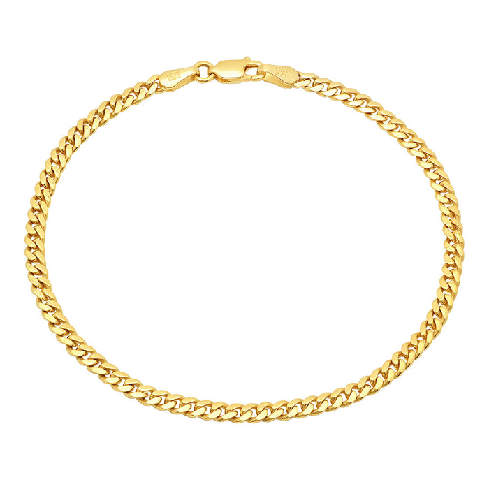3.2MM Solid Miami Cuban Link Bracelet in solid 10K-24K gold