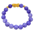 24K Yellow Gold Pi Xiu Purple Jade Bracelet