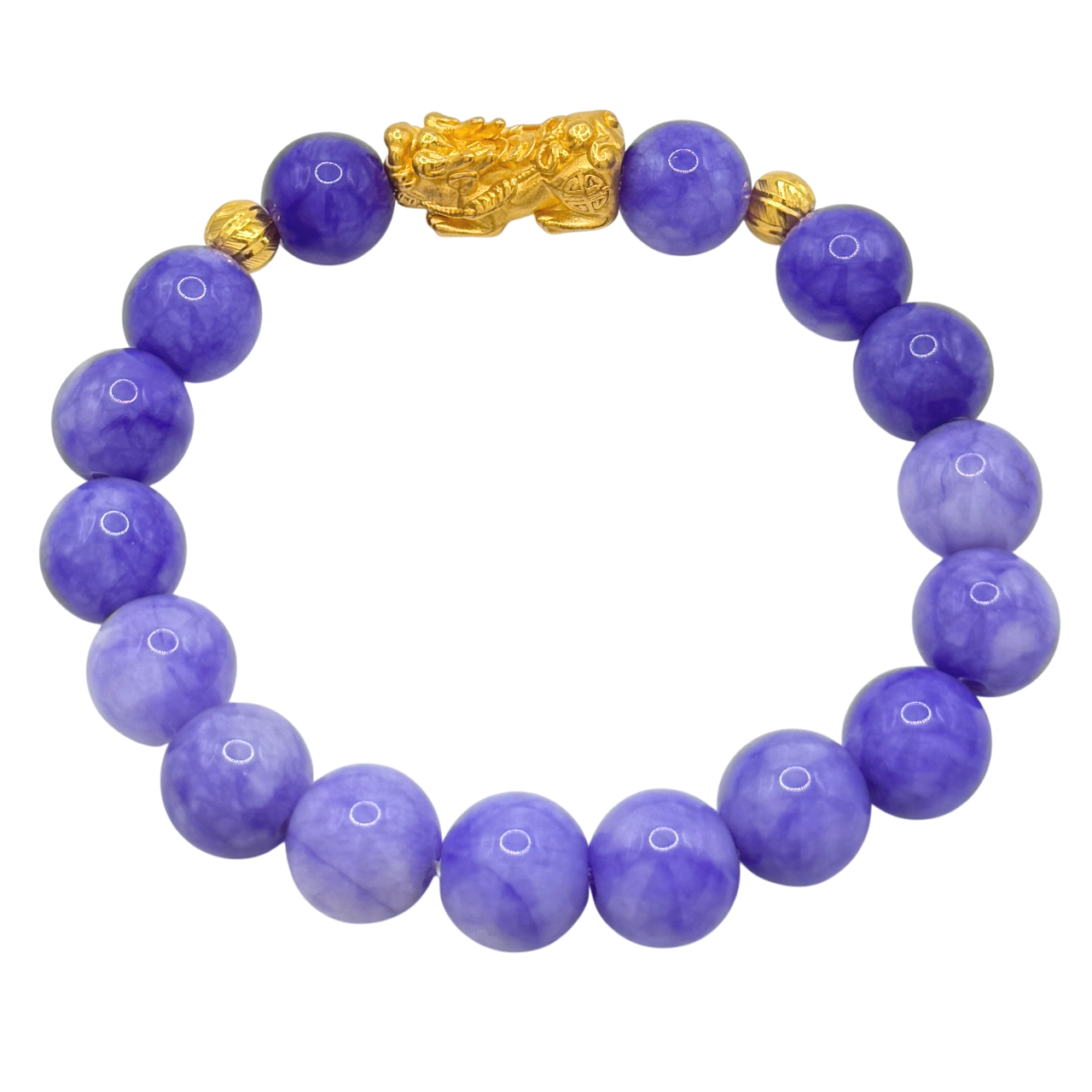 24K Yellow Gold Pi Xiu Purple Jade Bracelet