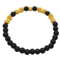 24K Yellow Gold Quadruple Pi Xiu Black Obsidian Bracelet