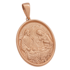 Holy Family Oval gold pendant in rose gold