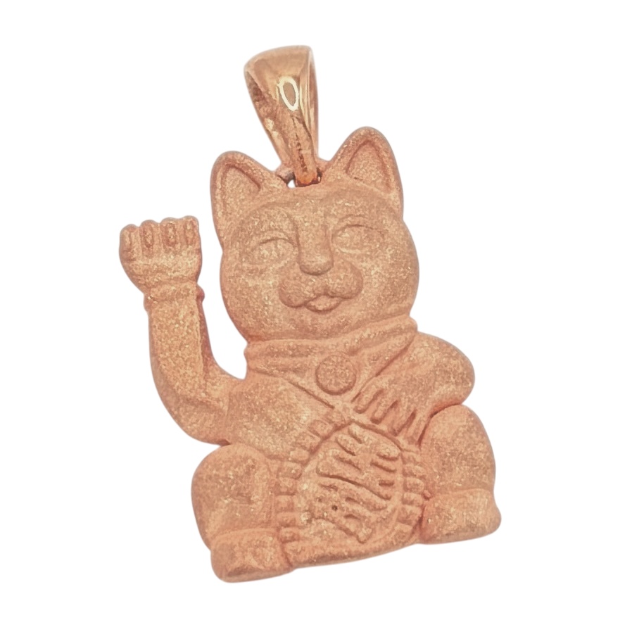 Money Cat Mini gold pendant in rose gold