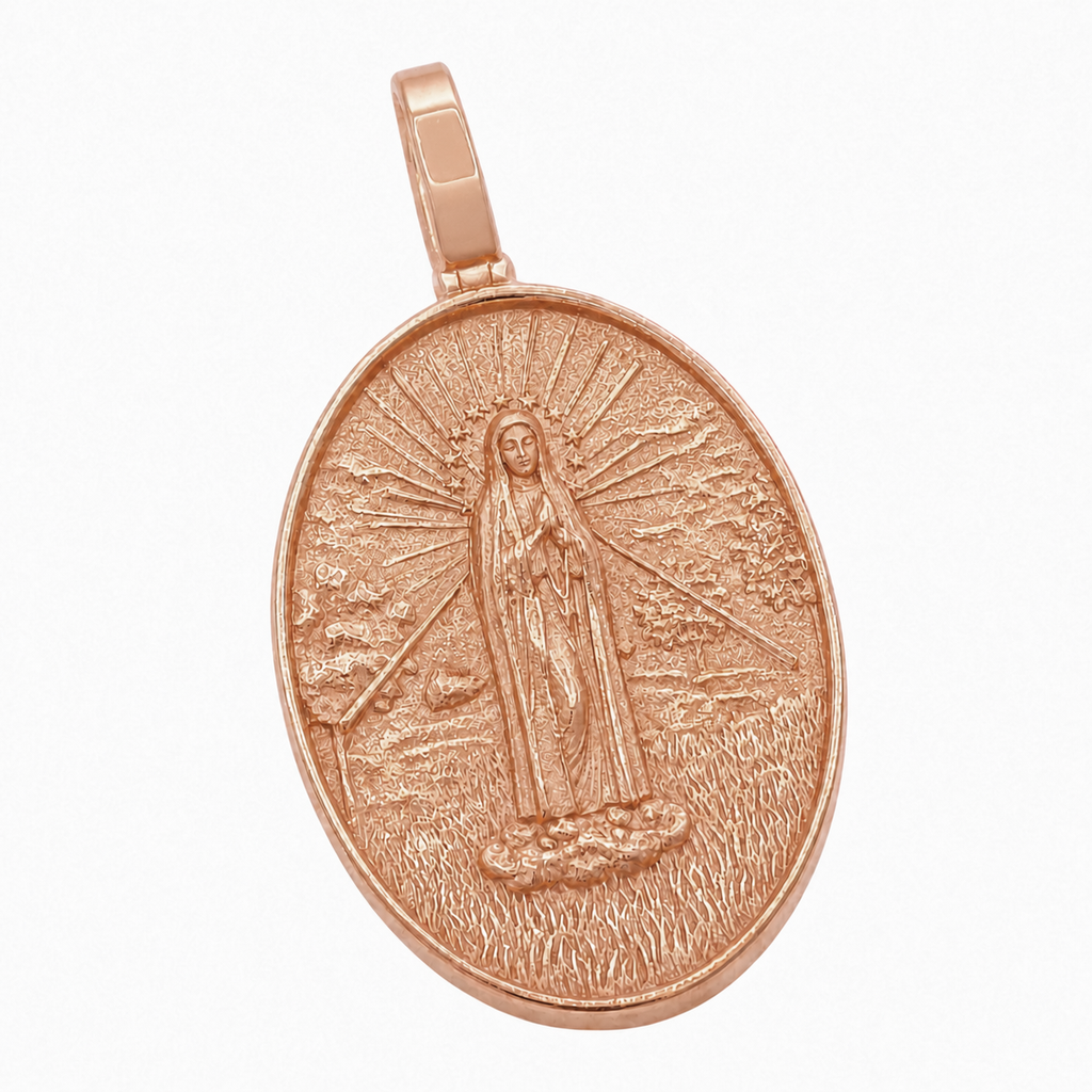 Virgin Mary Oval pendant in rose gold