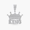 Rhodium Plated 925 Sterling Silver Crown King Clear CZ Pendant - SLP00346
