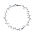 Rhodium Plated 925 Sterling Silver Leaves Link Bracelet - SPB00013RH