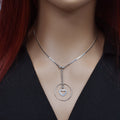 Rhodium Plated 925 Sterling Silver Cut Out Dangle Heart Necklace - SPN00028