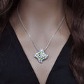 Sterling Silver Matte Finish 2 Toned Rock Design Pendant - SPP00018