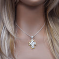 Sterling Silver Matte Finish 2 Tone Basket Cross -SPP00036