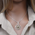 Sterling Silver 2 Tone Circle Flower Pendant - SPP00041