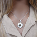 Sterling Silver Two-Tone 925 Sterling Silver Flower Pendant- SPP00050