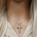 Sterling Silver Two Tone Paisley Cross Pendant - SPP00055