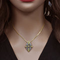 Sterling Silver Two-Tone 925 Diamond-Shaped Pendant with Cross Design - SPP00059