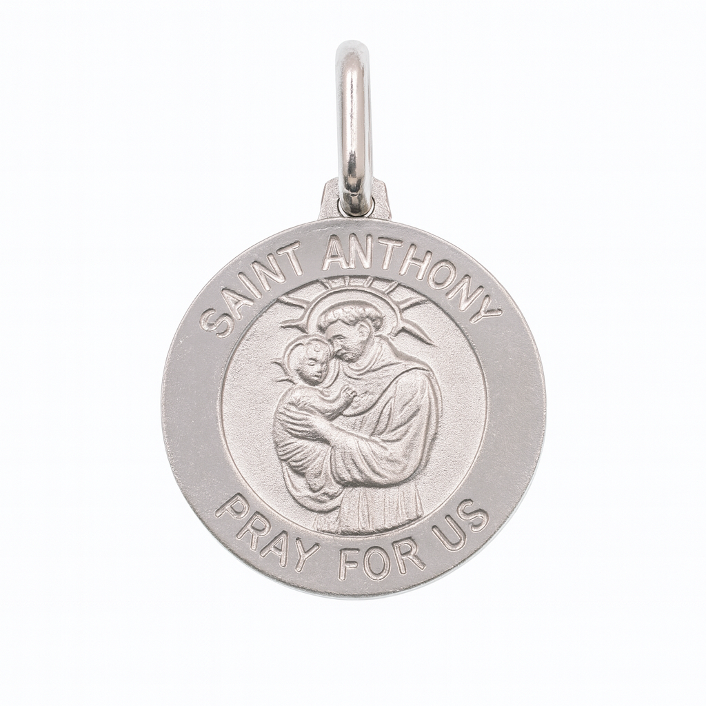 925 Sterling Silver High Polished Sandblasted Saint Anthony Pendant - SPP00071