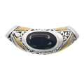 925 Sterling Silver & Gold Plated Matte Finish & Onyx Slider Pendant - SPP00076