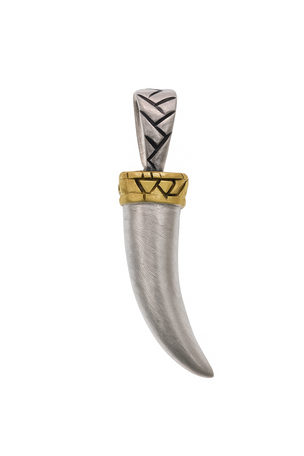925 Sterling Silver Gold Plated Matte Finish Italian Horn Pendant - SPP00078