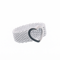 High Polished 925 Sterling Silver Mesh Heart Ring - SPR00018