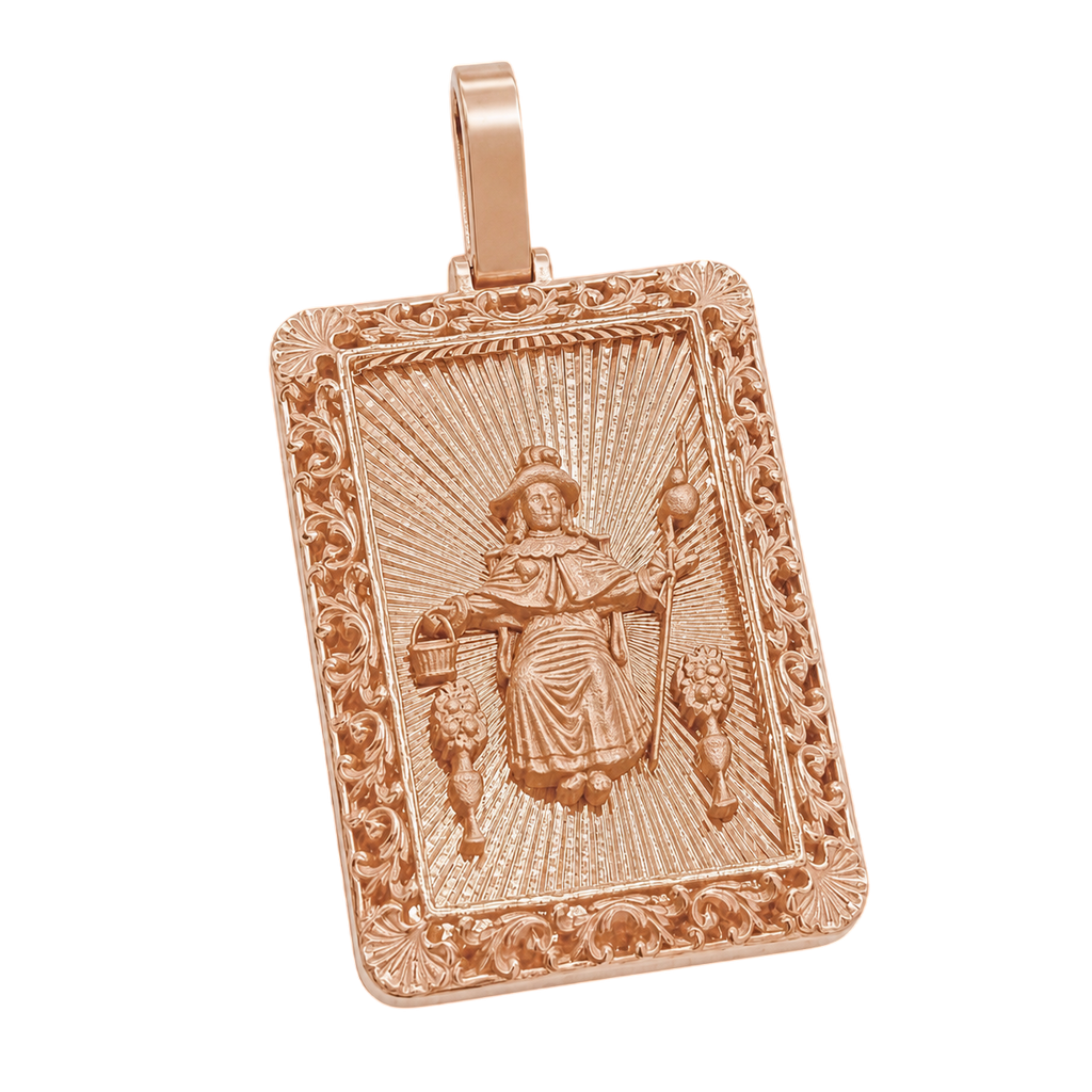 Diamond-Cut Santo Nino gold pendant in rose gold