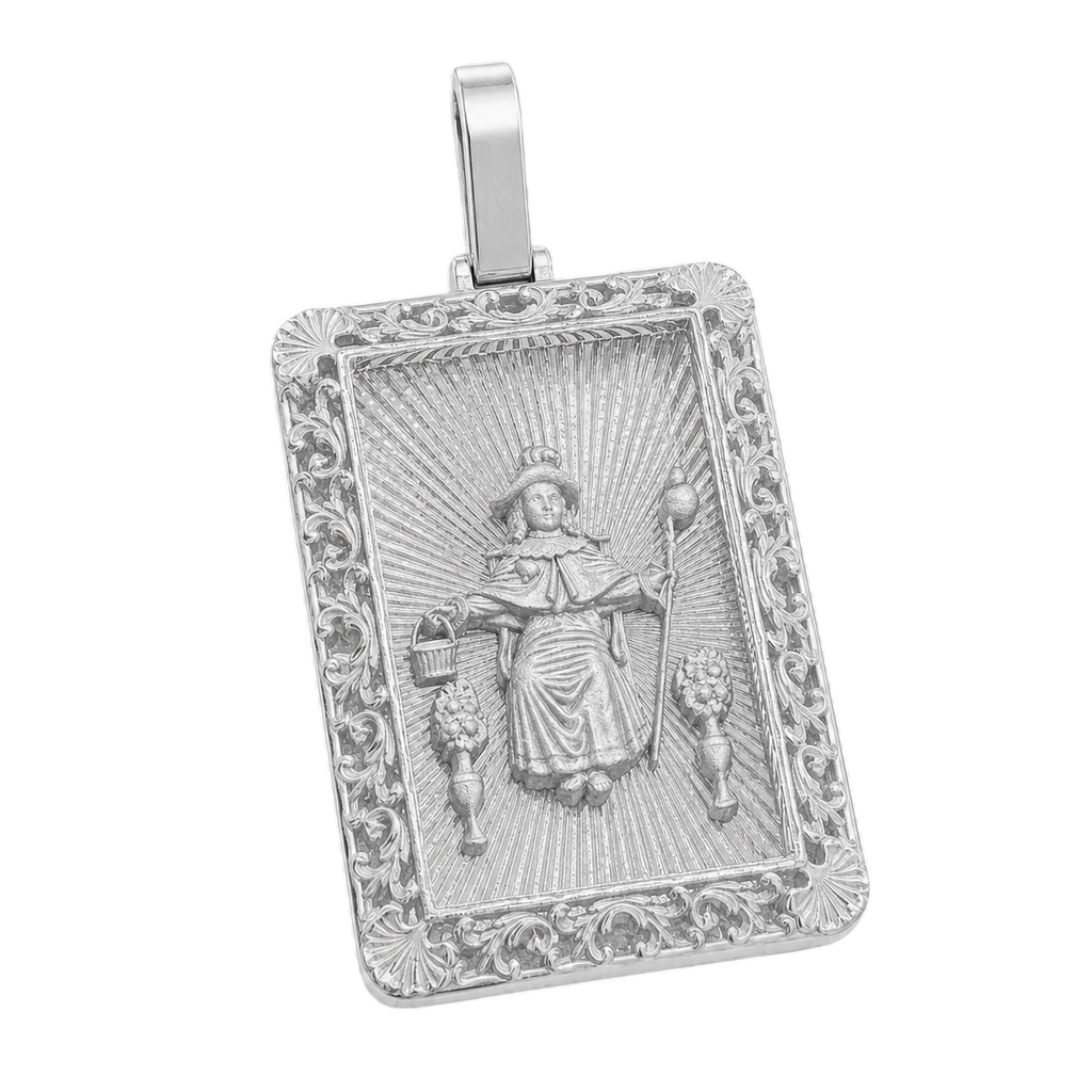 Diamond-Cut Santo Nino gold pendant in white gold