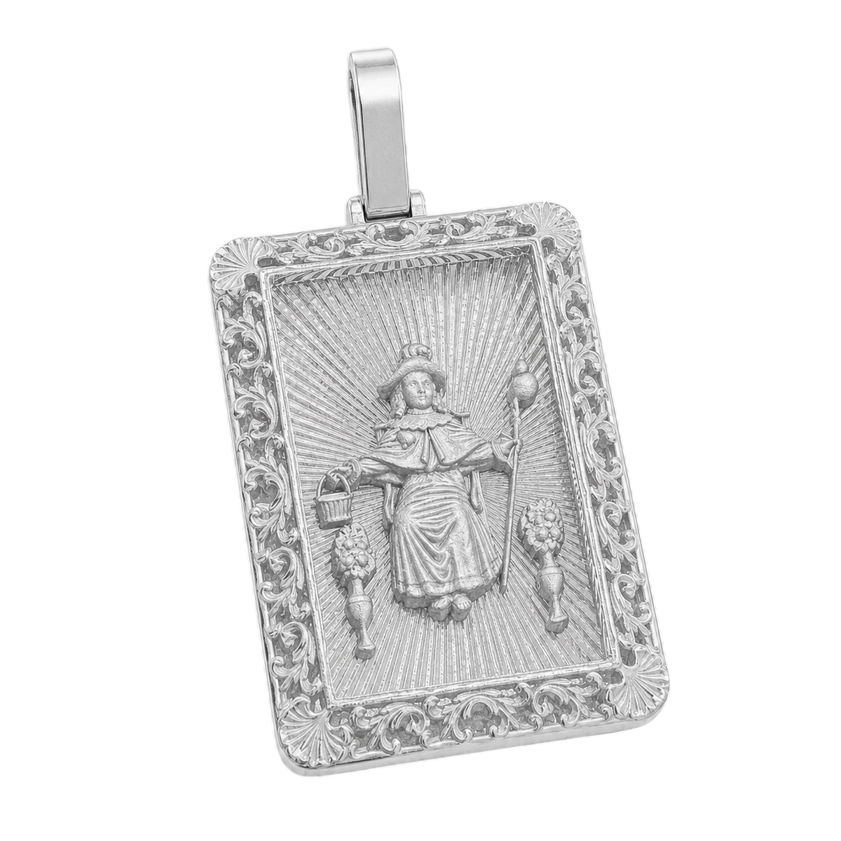 Diamond-Cut Santo Nino gold pendant in white gold