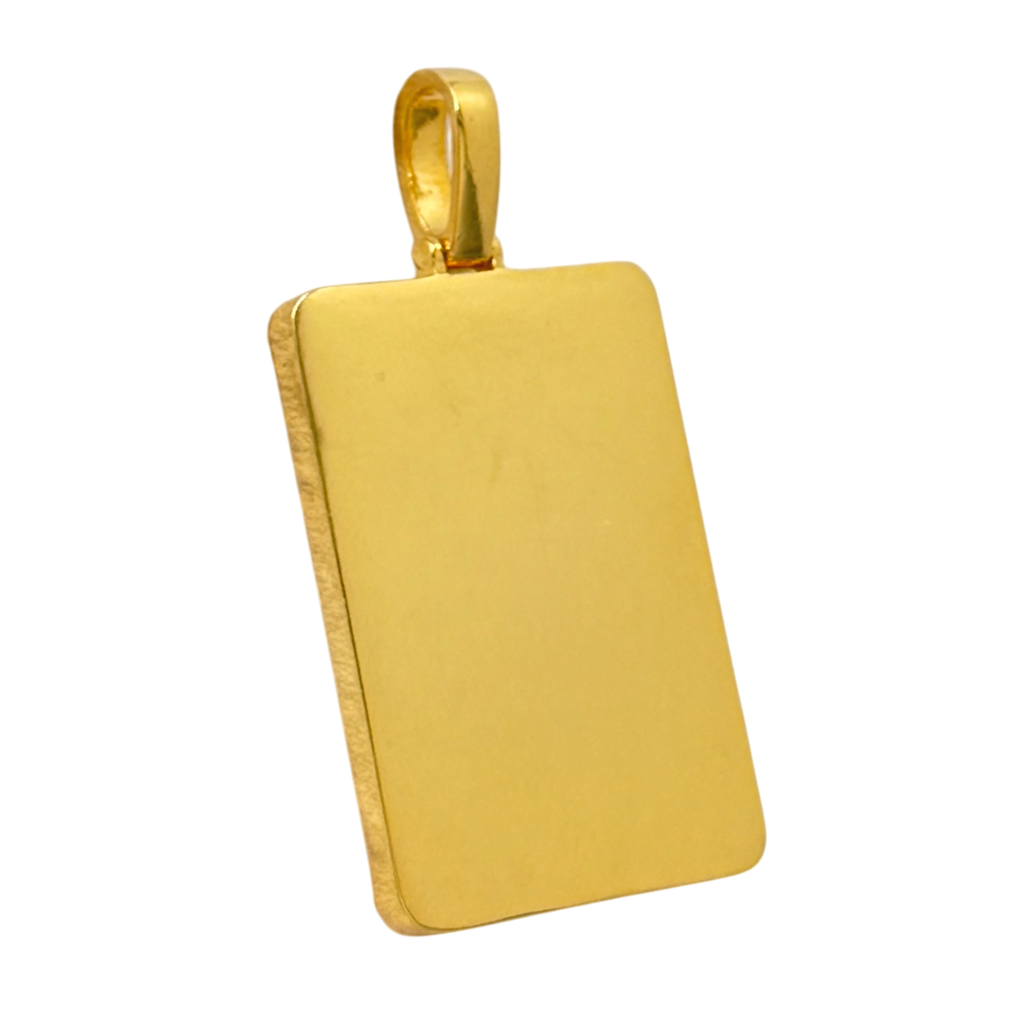 Diamond-Cut Santo Nino gold pendant, reverse side
