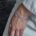 Rhodium Plated 925 Sterling Silver Multi Chains Heart Bracelet - STB00046