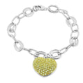 Silver 925 Rhodium Plated Yellow CZ Heart Bracelet - STB00345