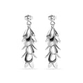 Silver 925 Rhodium Plated Multi Black Flat Circle Dangling Earrings - STE00196