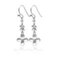 Silver 925 Rhodium Plated Matte Finish Hanging Clover Earrings - STE00742