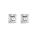Rhodium Plated 925 Sterling Silver Square Clear CZ Stud Earrings - STEM108