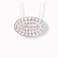 Silver 925 Clear CZ Rhodium Plated Oval Clear CZ Studded Pendant Adjustable Necklace - STP00009