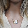 Silver 925 Rhodium Plated Clear CZ Square Pendant Necklace - STP00677