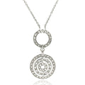 Silver 925 Clear CZ Rhodium Plated Multi Circle Pendant Necklace - STP00185