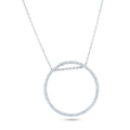 Silver Rhodium Plated Open Circle CZ Necklace - STP00264