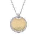 Two-Tone Matte Gold Plated 925 Sterling Silver Circle Pendant with CZ Halo 3 Strand Adjustable Necklace - STP00679