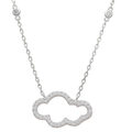 Rhodium Plated 925 Sterling Silver Clear CZ Encrusted Open Cloud Necklace - STP01528