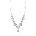 Rhodium Plated 925 Sterling Silver Victorian Hearts Teardrop Clear CZ Necklace - STP01841