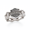 Rhodium Plated 925 Sterling Silver CZ Biker Ring - STR00139
