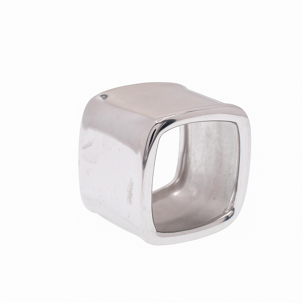 Silver 925 Rhodium Plated Square Shaped Ring - STR00391