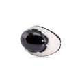 Silver 925 Rhodium and Black Rhodium Plated Black Onyx and Black CZ Dome Ring - STR00615