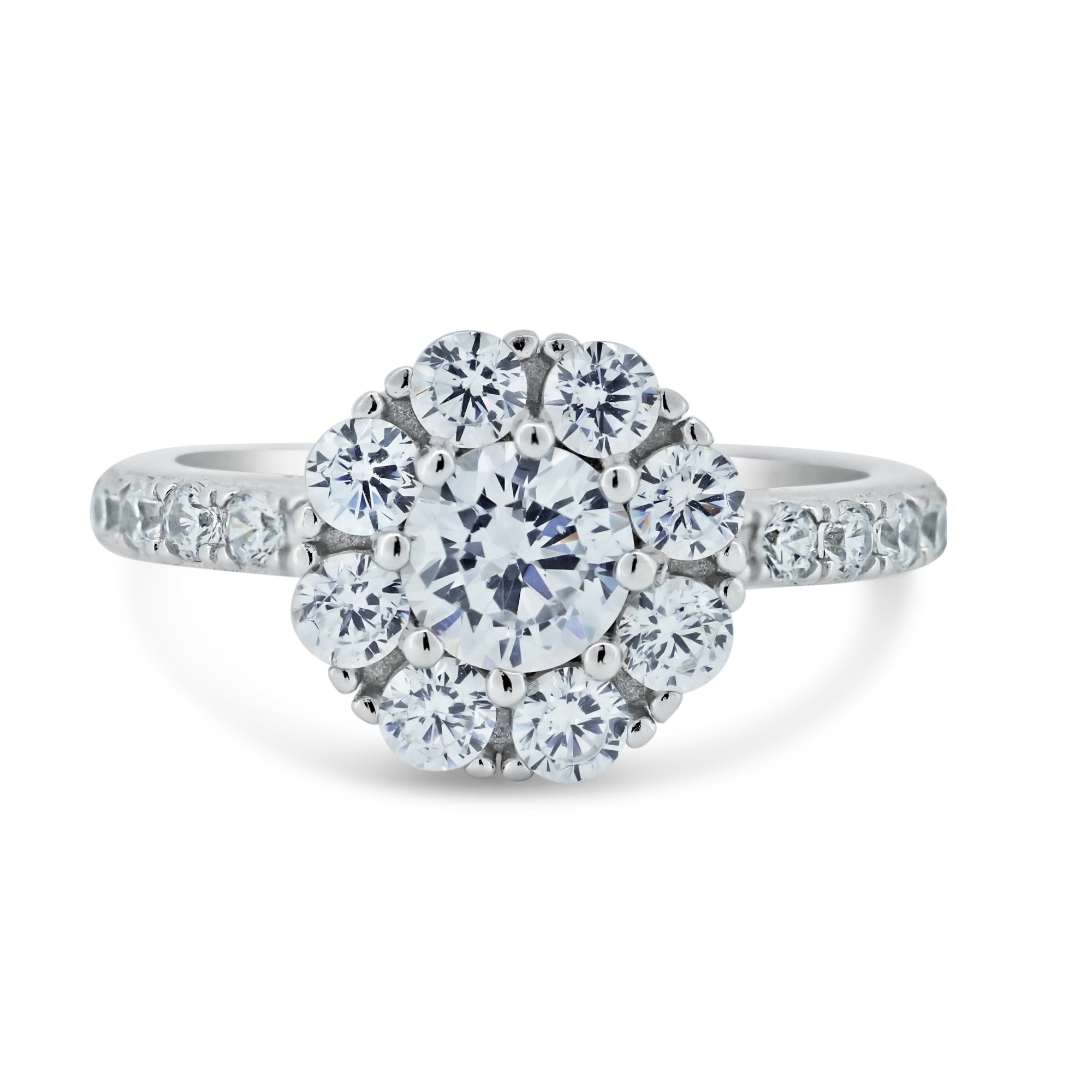Rhodium Plated 925 Sterling Silver Spinning Engagement CZ Encrusted Ring - STR01167