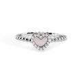 925 Sterling Silver Nickel Free Rhodium Plated Syntethic Opal Heart Clear CZ Ring - STR01172
