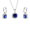 Rhodium Plated 925 Sterling Silver Blue and Clear Square CZ Set - STS00549-BLUE