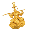 Solid gold Sun Wukong Monkey King Pendant, front view