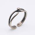 925 Sterling Silver Adjustable Bead & Loop Toe Ring - TR303
