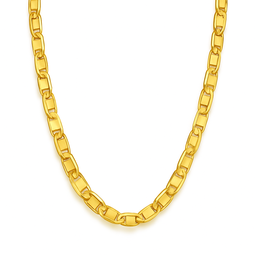 Gold Plated 925 Sterling Silver 6 Sided Diamond Cut Valentino 080 3.3mm Chain or Bracelet - CH302 GP