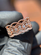 Vintage Laced Victorian Ring in solid gold - openwork scalloped arches with milgrain beading
