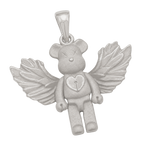 Bear Figure with Angel Wings pendant in white gold