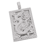 Diamond-Cut Dragon Portrait pendant in white gold