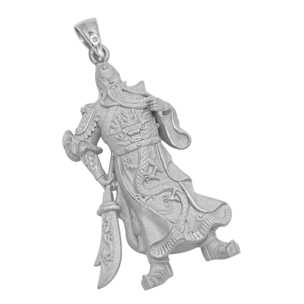 Standing God of War pendant in white gold