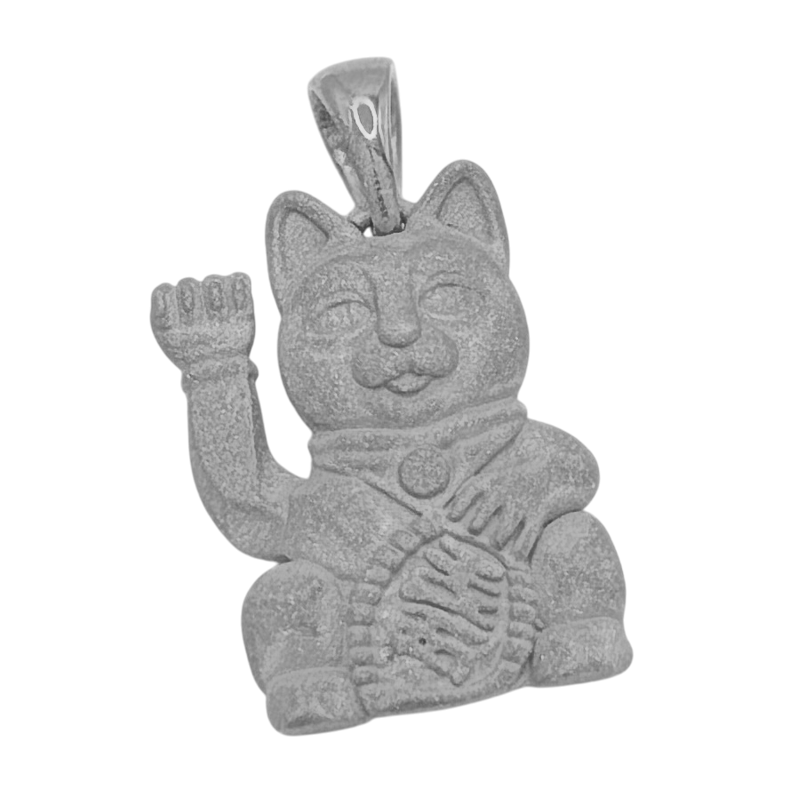 Money Cat Mini gold pendant in white gold